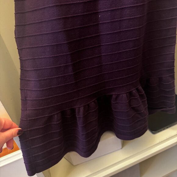 Sandro Knitted Rib Fit & Flare Mini Dress Purple Flare Size 3 - Picture 9 of 16